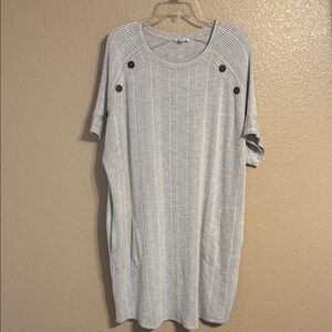 Westbound Pale Blue Ribbed Knit Midi Shift Dress